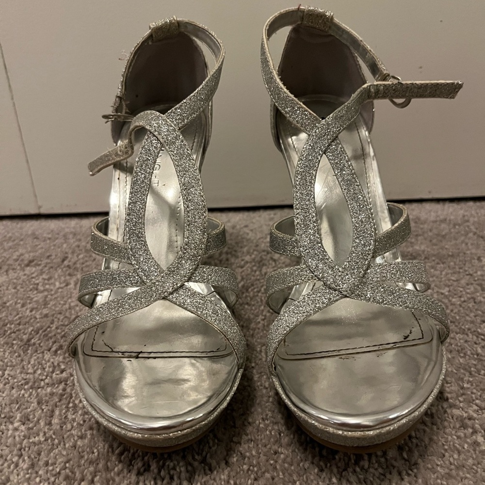 Sparkly silver heels